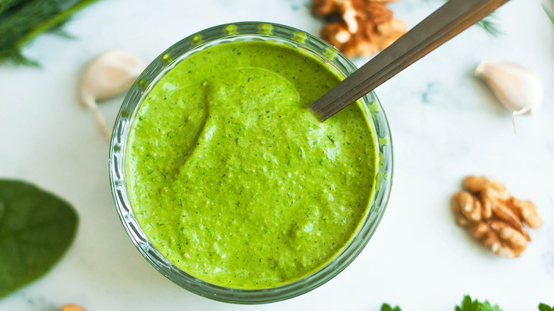 bowl of green goddess dressing