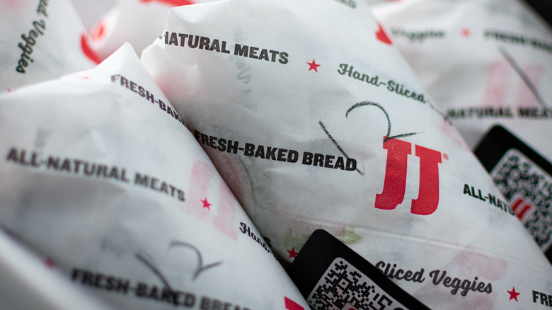 Sandwiches wrapped in Jimmy John's paper