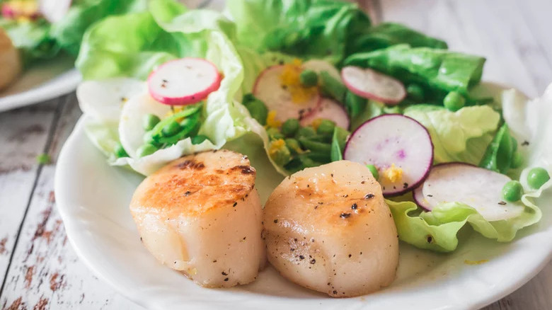 scallops with salad