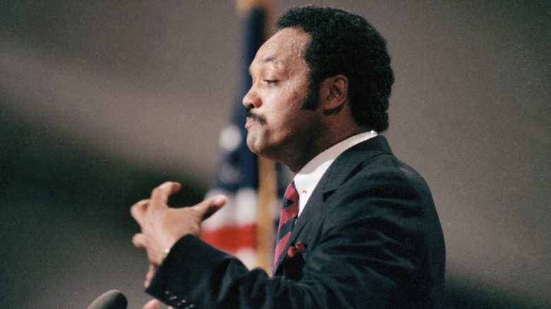 Jesse Jackson gives a speech