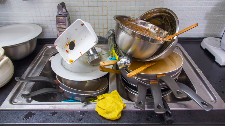 dirty dishes in the sink