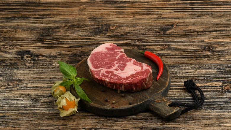 raw boneless rib-eye steak