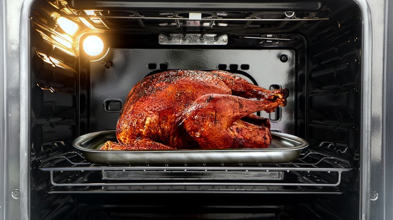 roasted turkey in oven