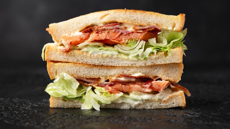 BLT sandwich on white bread