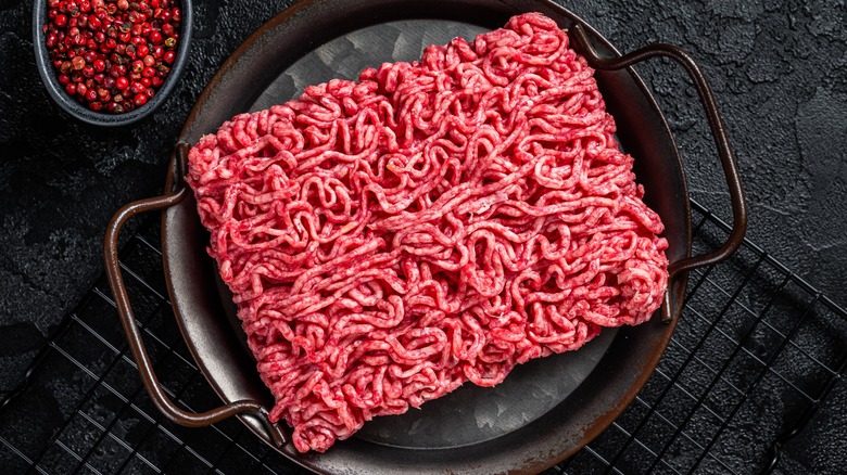 ground beef in skillet