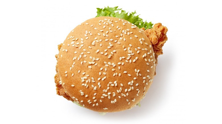 Sesame seed bun chicken burger