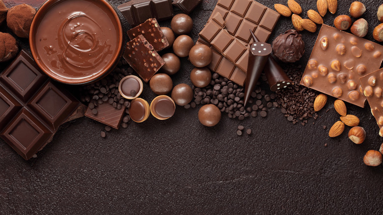 Assortment of different chocolates