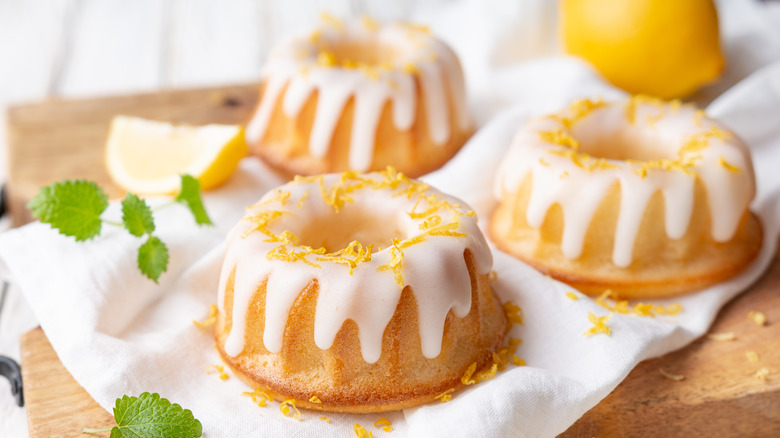 bundt cakes topped with glaze