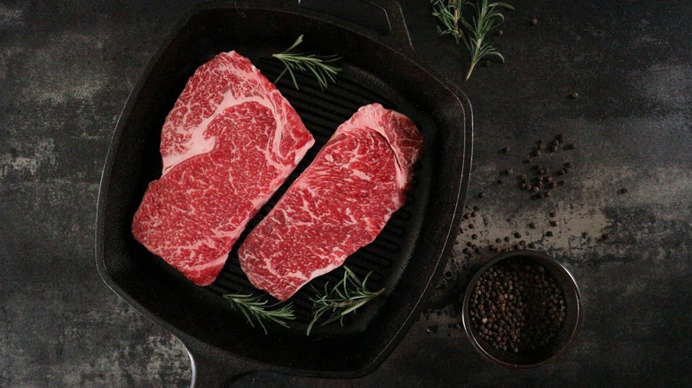 Beef sirloin on a skillet