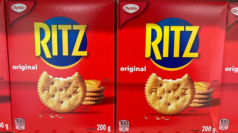 Ritz crackers boxes on shelf