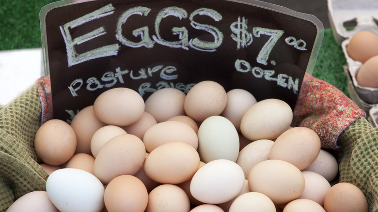 fresh eggs at farmers market