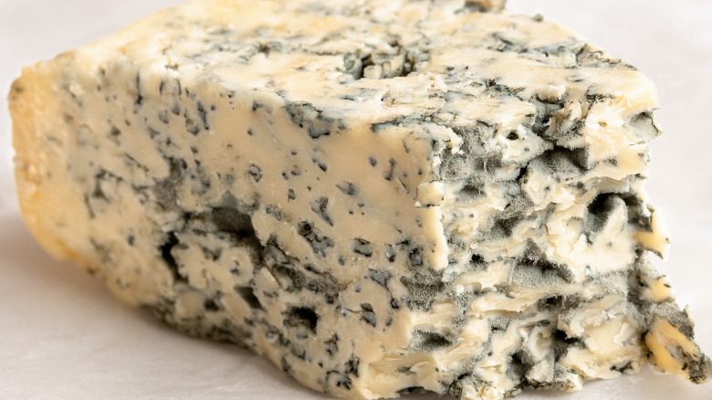 closeup of Roquefort cheese