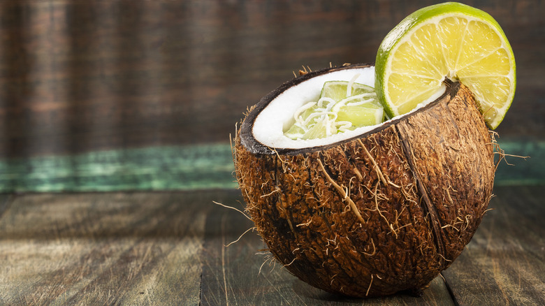 limes served inside coconut