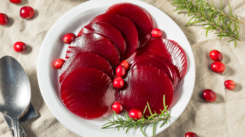 plated jellied cranberry sauce