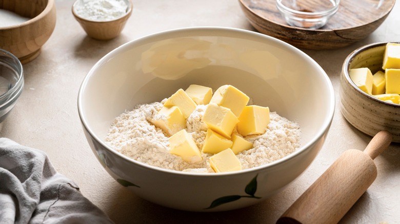 butter in mixing bowl