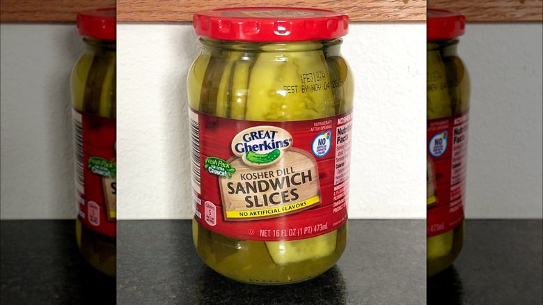 jar of Aldi brand pickles