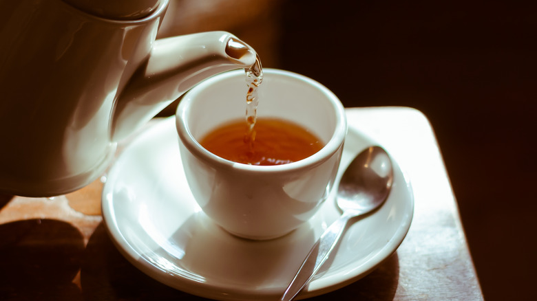 Tea poured from tea pot