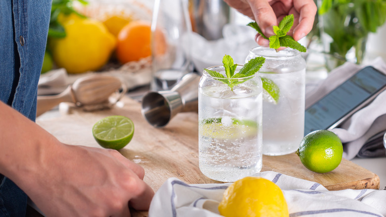 Person making a hard seltzer cocktail