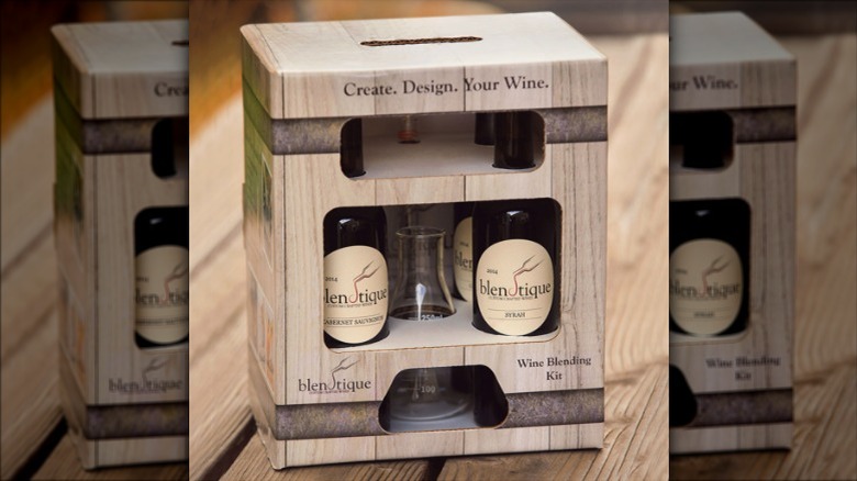 A wine blending kit with two bottles