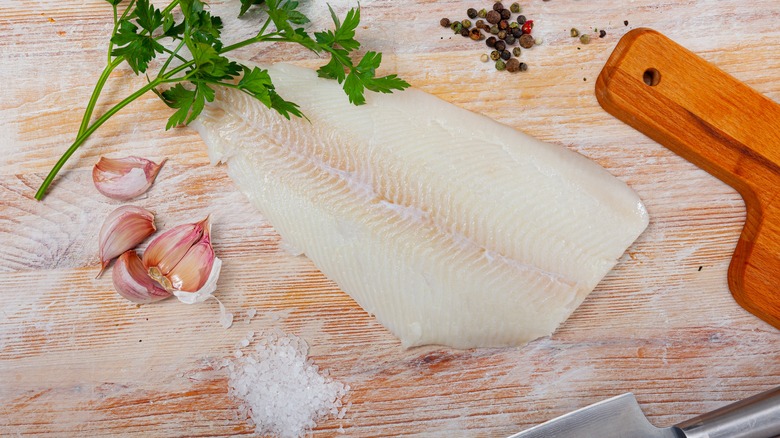 raw halibut filet