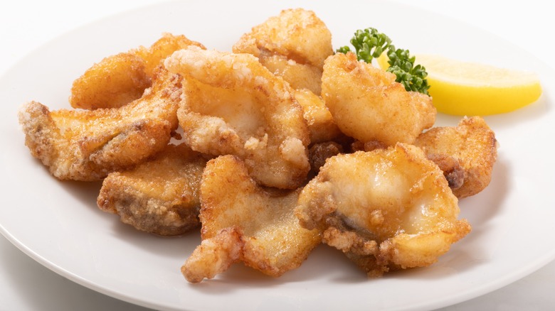 deep fried monkfish pieces