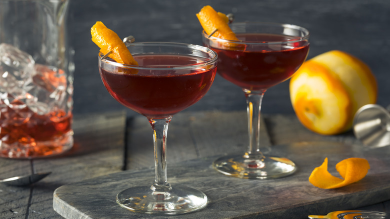 Boulevardier bourbon cocktail