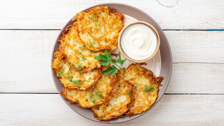 latkes with sour cream