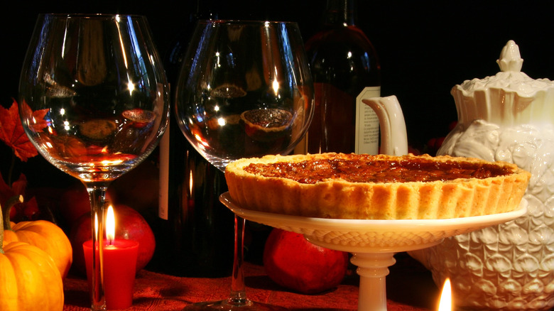 Pecan pie with wine