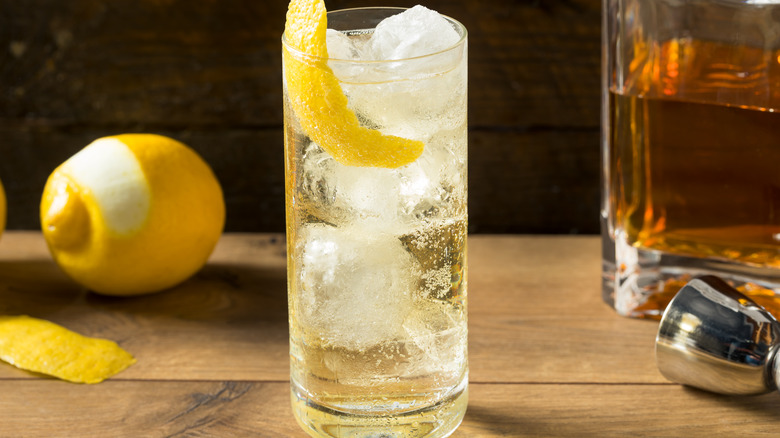 Highball on wooden table