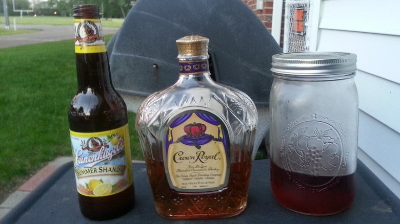 Crown Royal bottle displayed next to Leinenkugel 