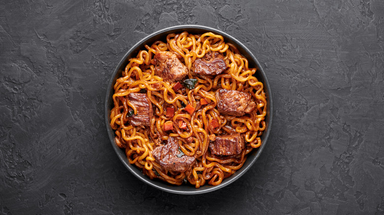 Bowl of beef and noodles