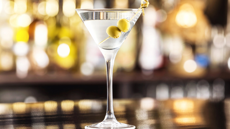 dry martini with two olives