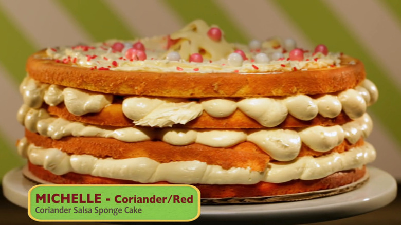 Coriander and salsa sponge cake