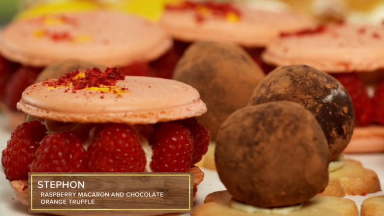 Raspberry macarons and chocolate-orange truffle cookies