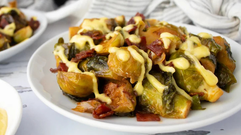 Brussels sprouts with chorizo and aioli