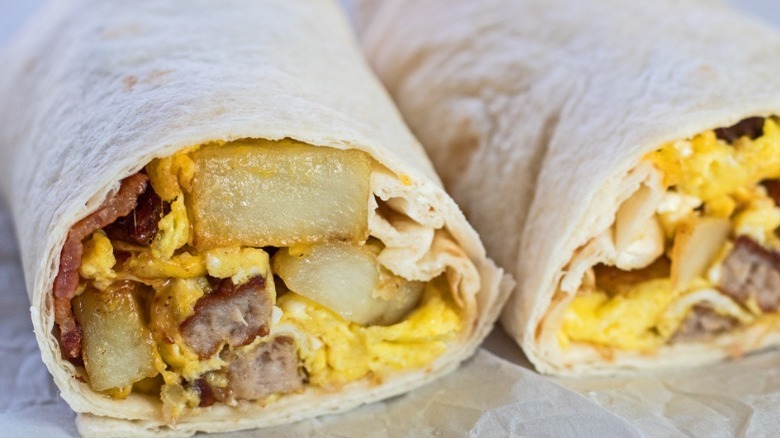 potato meat egg breakfast burrito