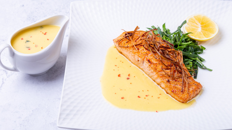 butter sauce with salmon