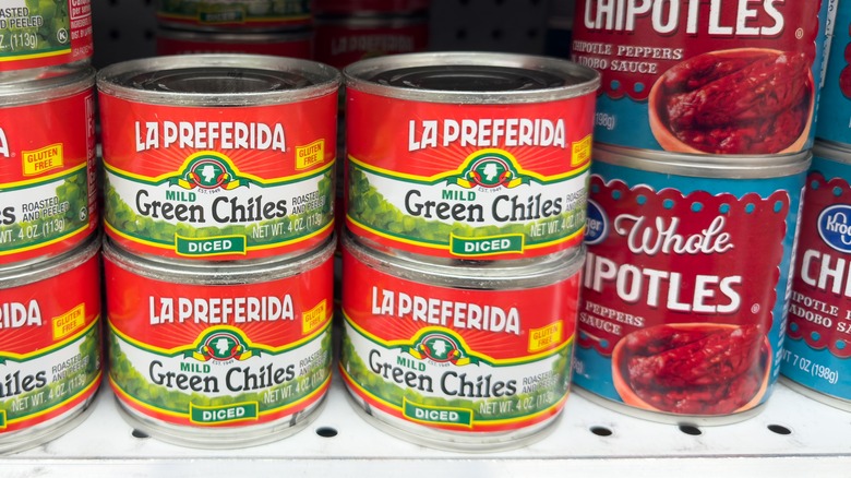 canned chiles on shelf