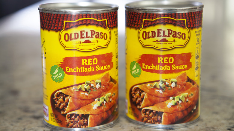 cans of red enchilada sauce