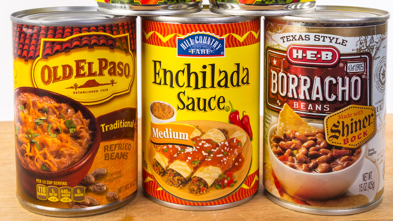 three cans of Mexican ingredients