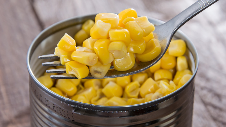 forkful of canned corn