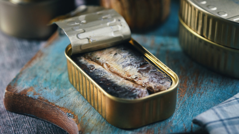 opened can of sardines