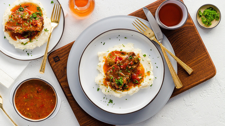 Swiss steak with mashed potatoes