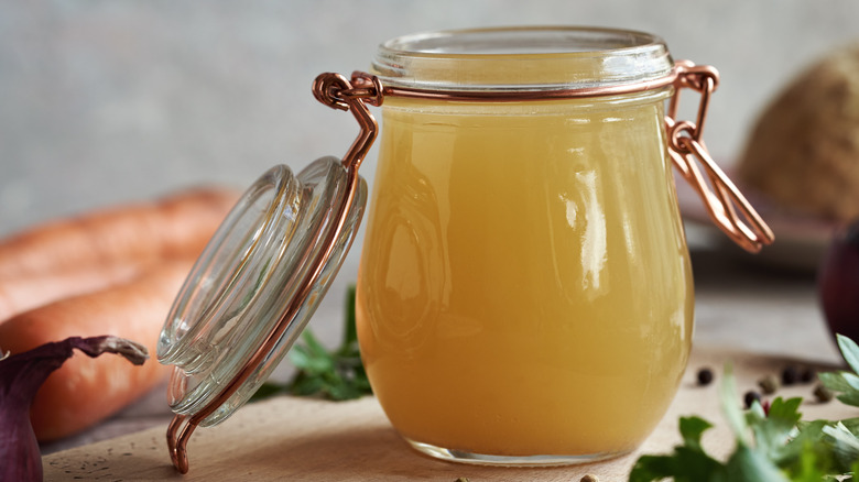 Bone broth in a mason jar