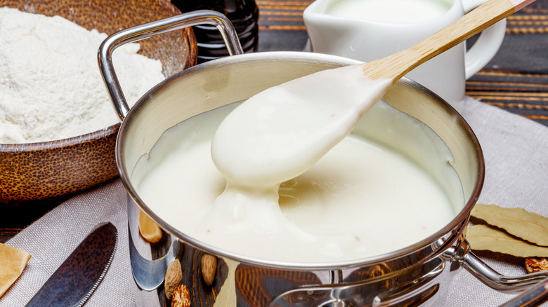 white sauce in pan