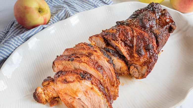 Roast pork butt with apples