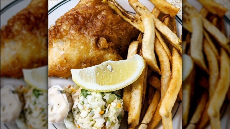 plate of fish and chips