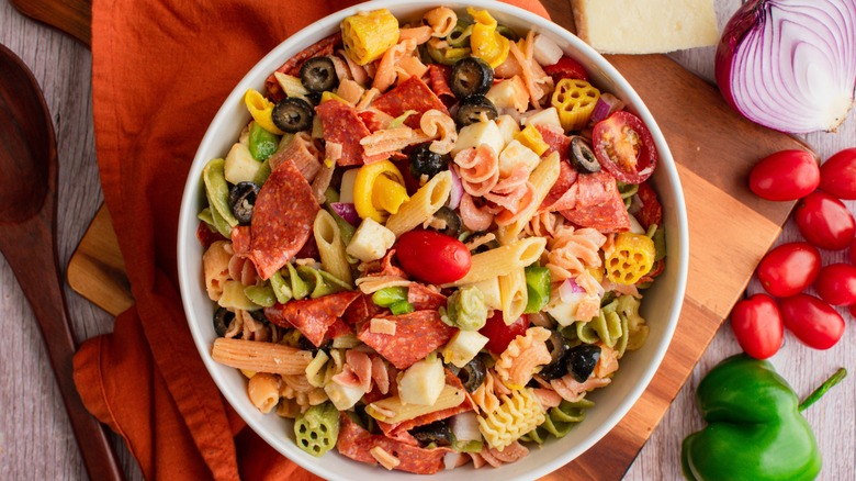 Pasta salad with pepperoni