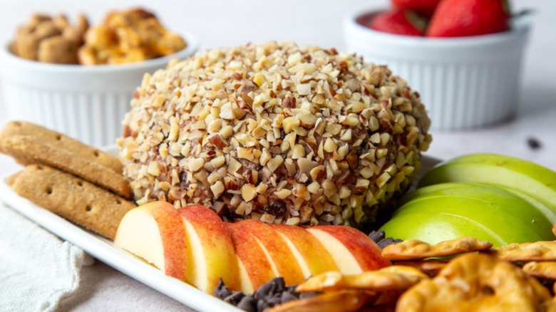 Chocolate Hazelnut Cheese Ball on platter