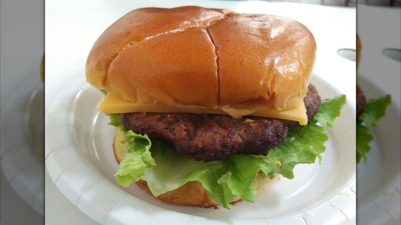 Costco cheeseburger on plate